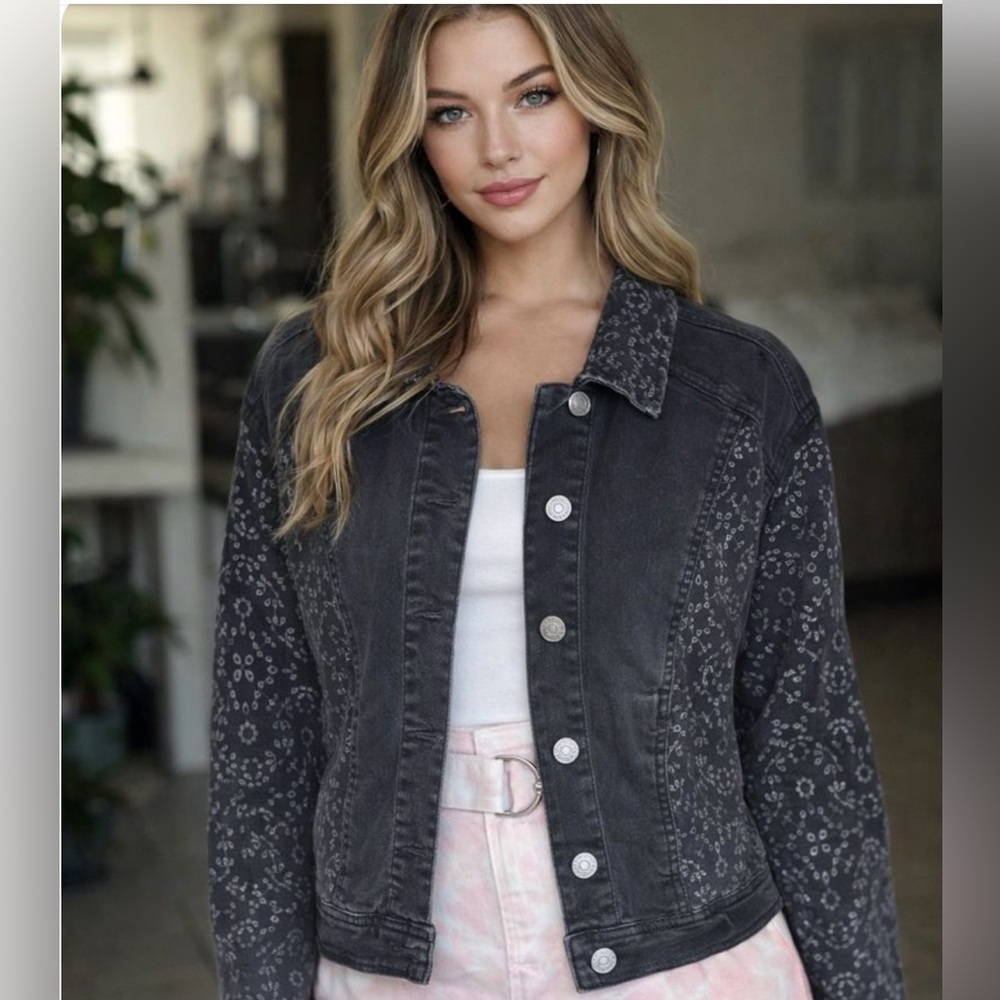 Logo Lab by Lori Goldstein Denim Jacket with Eyelet Embroidery